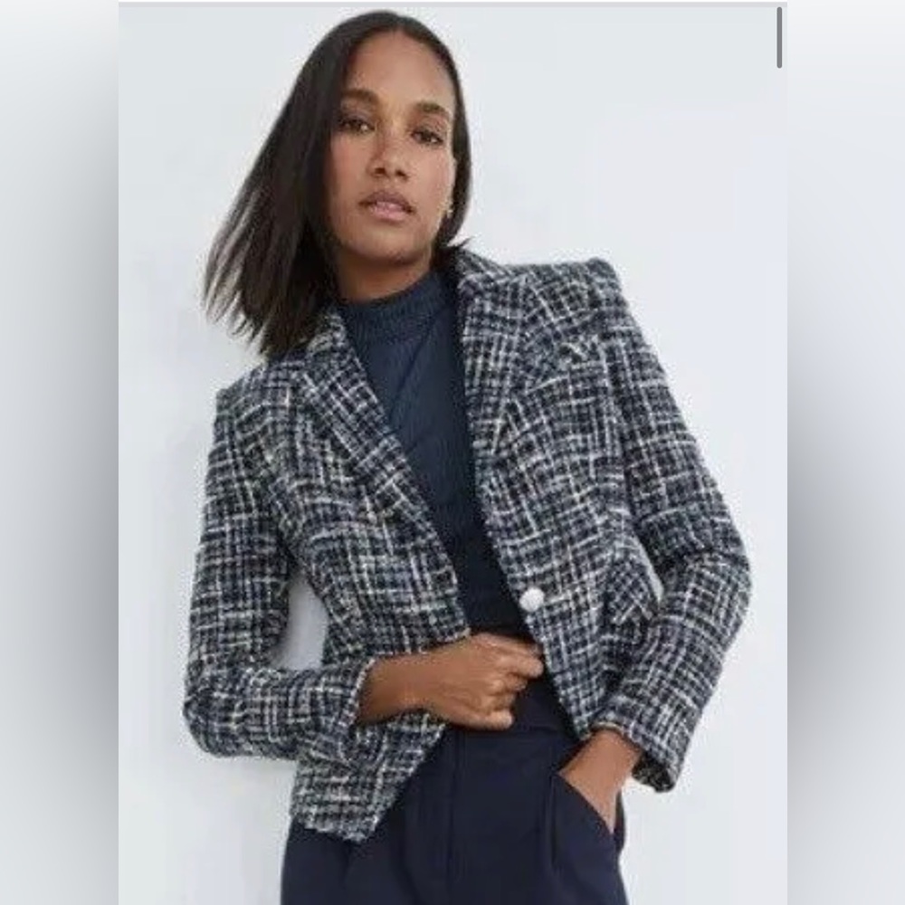 Veronica Beard Hosanna Dickey Jacket Blazer Navy Blue Tweed Size 2